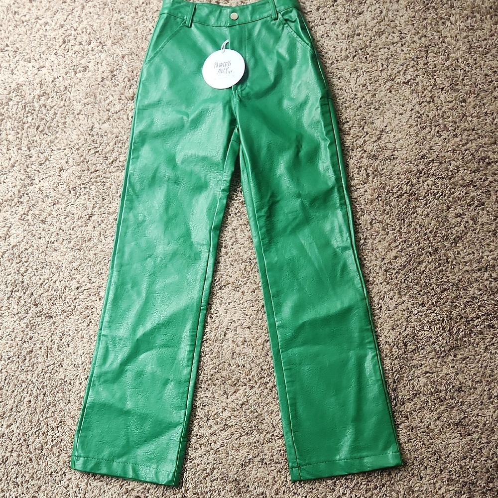 Princess Polly Vibrant Green Faux Leather Pants